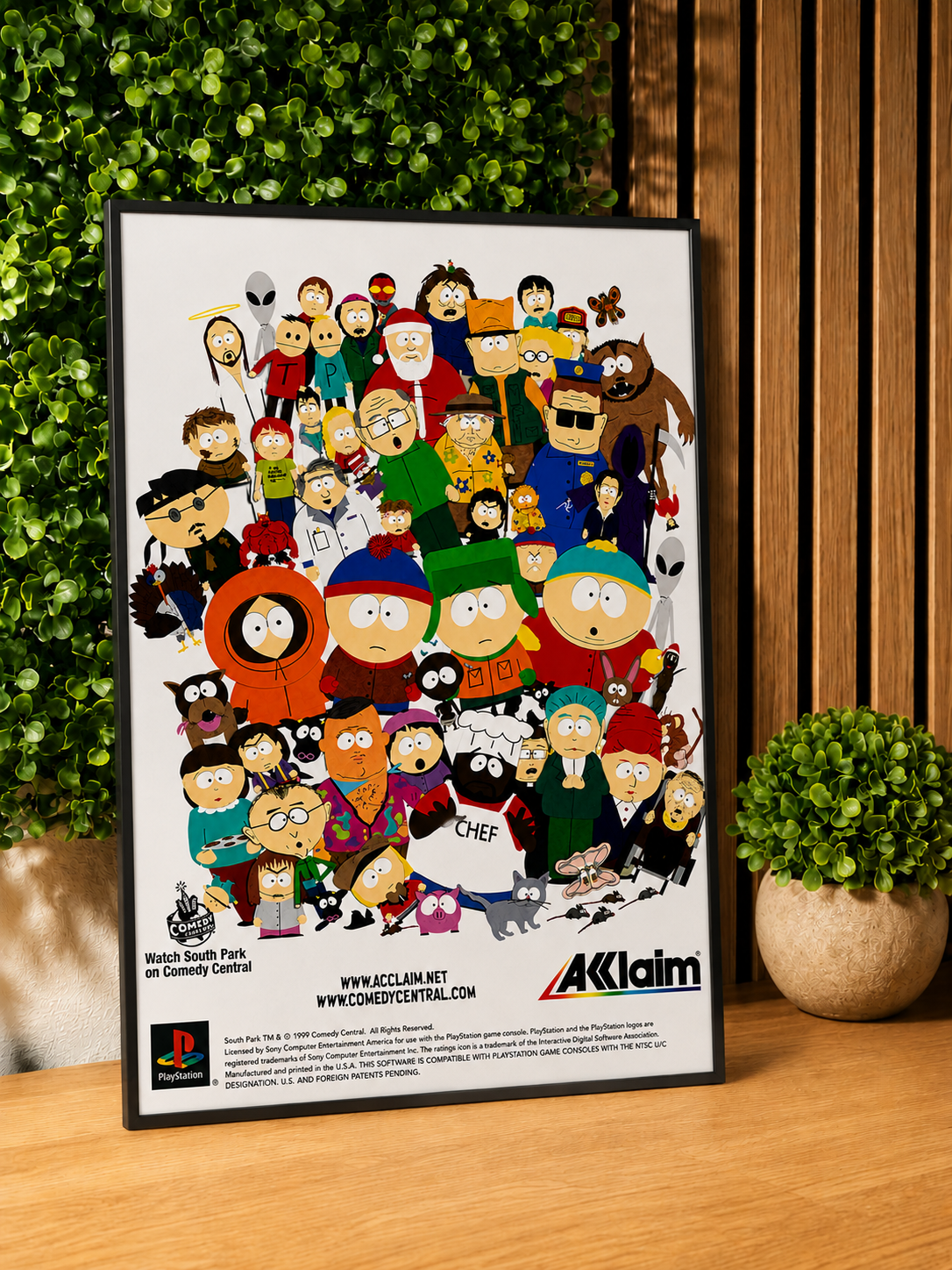 Cadre Affiche South Park publicité PlayStation Acclaim 1999 casting complet